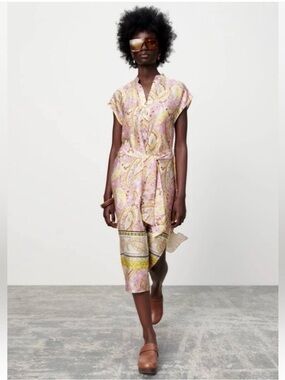 Zara Pink Paisley Maxi Dress with Belt